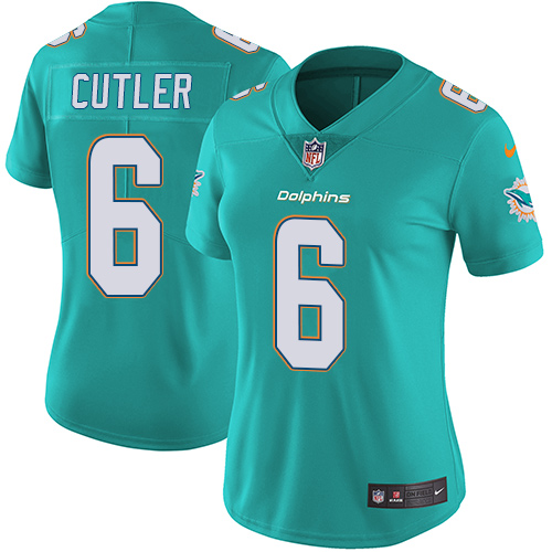 Nike Dolphins #6 Jay Cutler Aqua Green Team Color Women's Stitched NFL Vapor Untouchable Limited Jersey